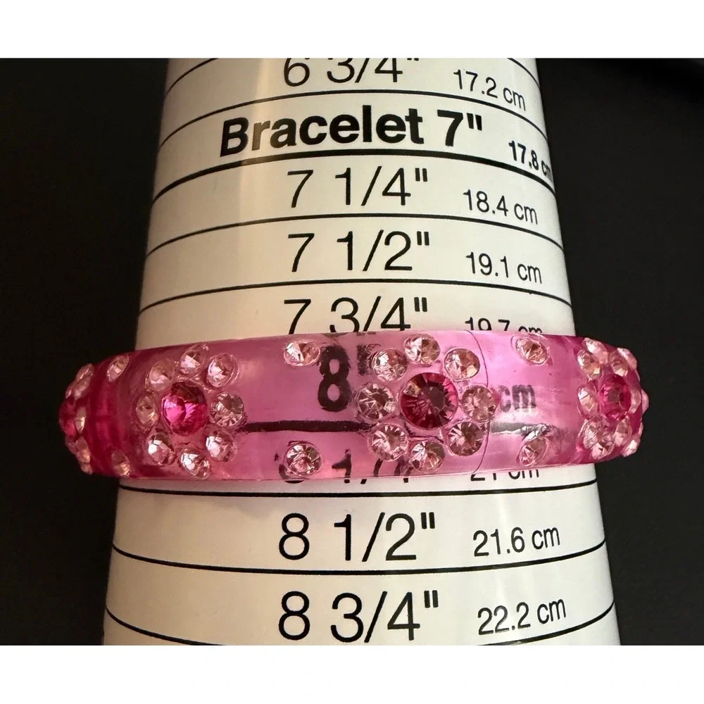 Vintage Bangle Bracelet Lucite Rhinestone Pink